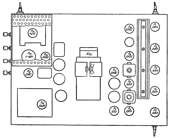 Расположение ламп и деталей на шасси телевизора 'КВН-49-1'